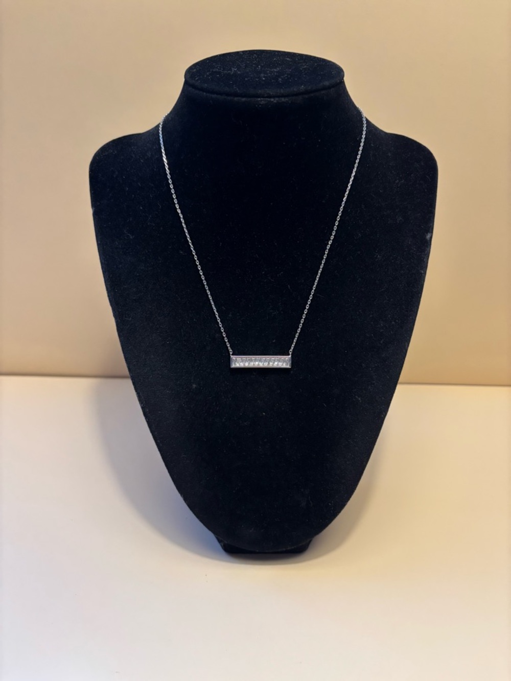 Express Silver Tone Crystal Bar Necklace 15.5”